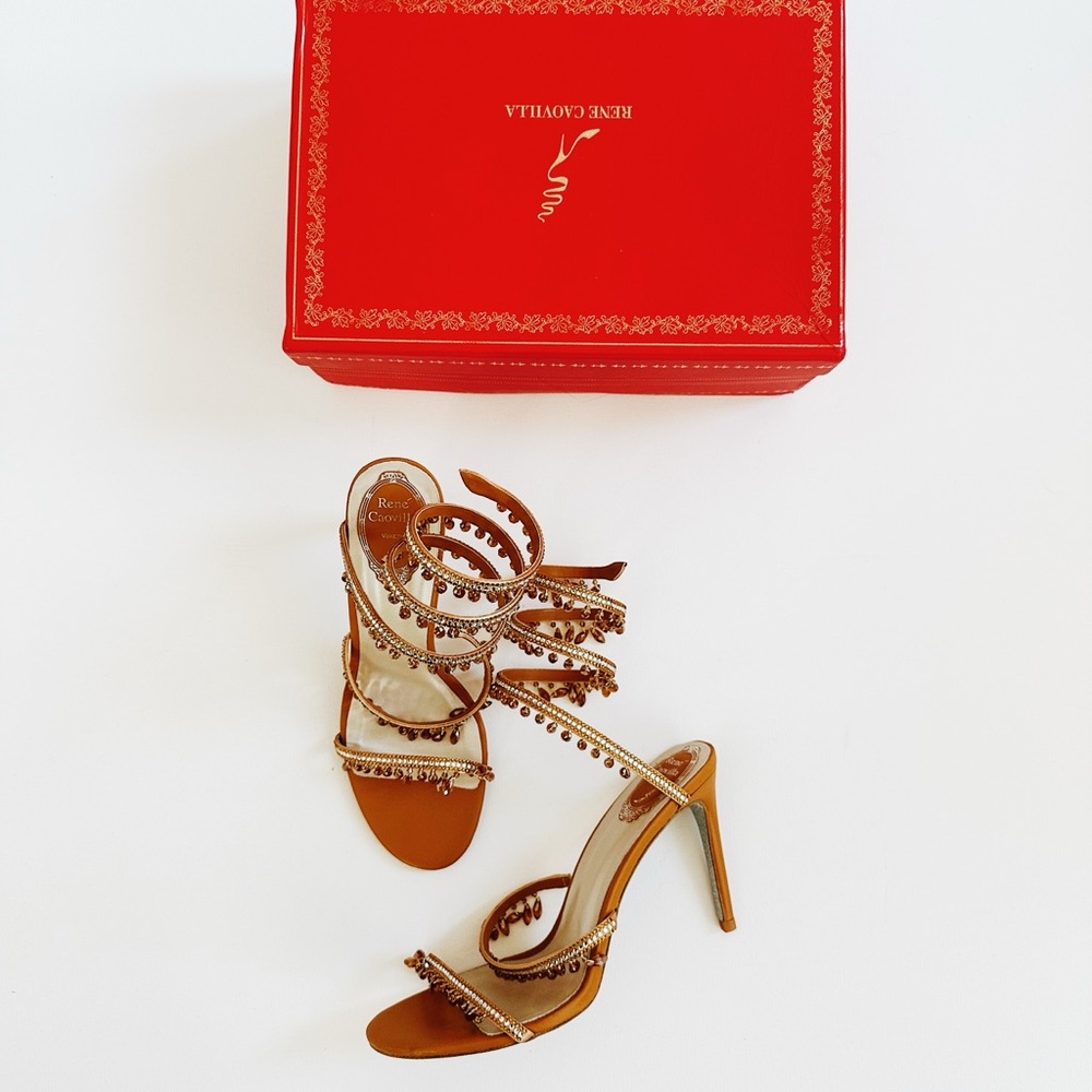 Rene Caovilla Brown and Gold Women's Heels